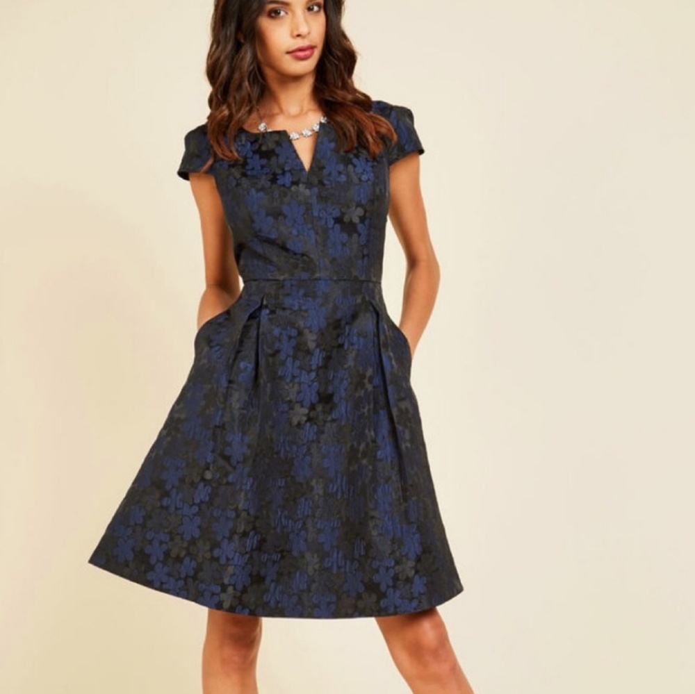 Stunning Blue and Black Cocktail Dress